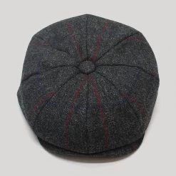 Grey And Red Baker Boy Wool Cap