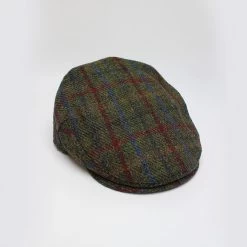 Dark Green Harris Tweed Check Driver Cap