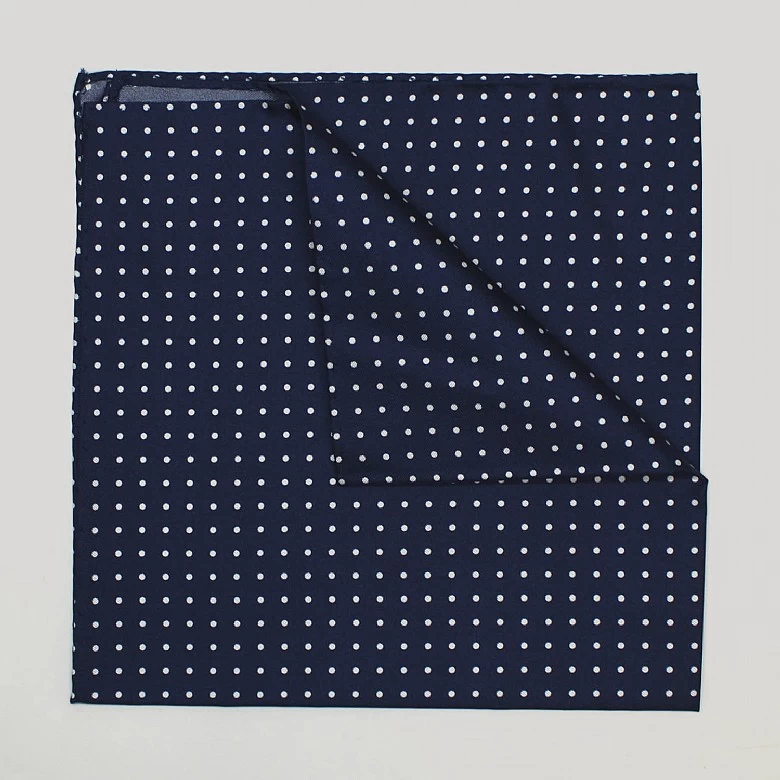 Navy And White Spot Printed Silk Hank