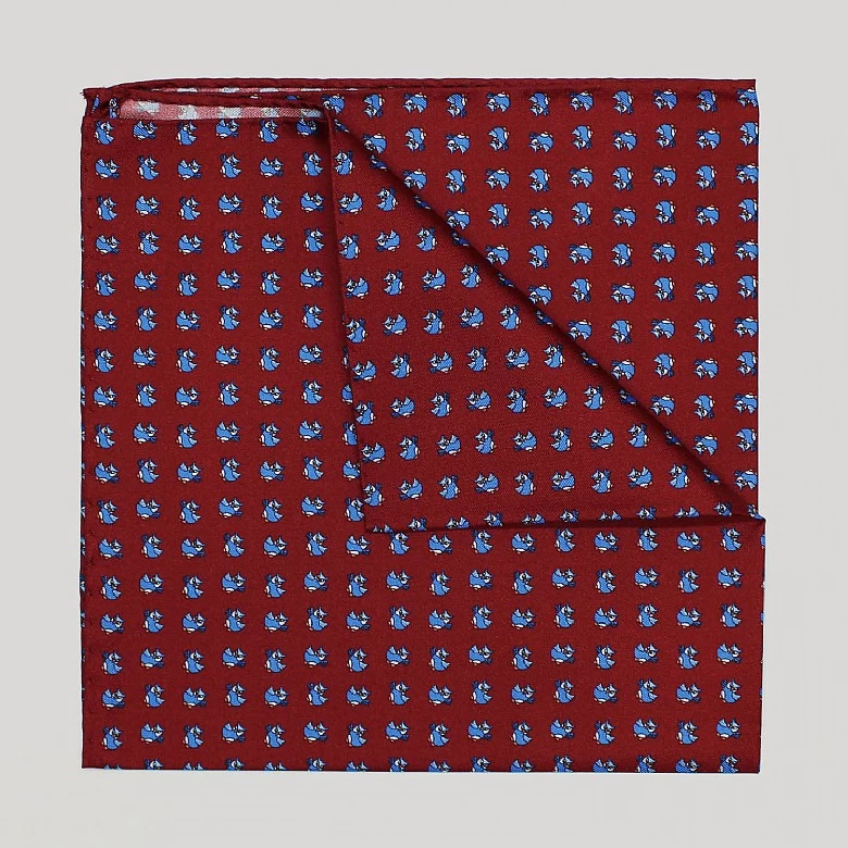 Burgundy Owls Printed Silk Hank