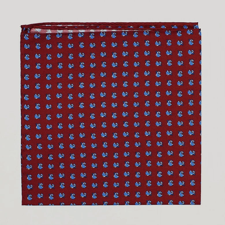 Burgundy Owls Printed Silk Hank - Image 2