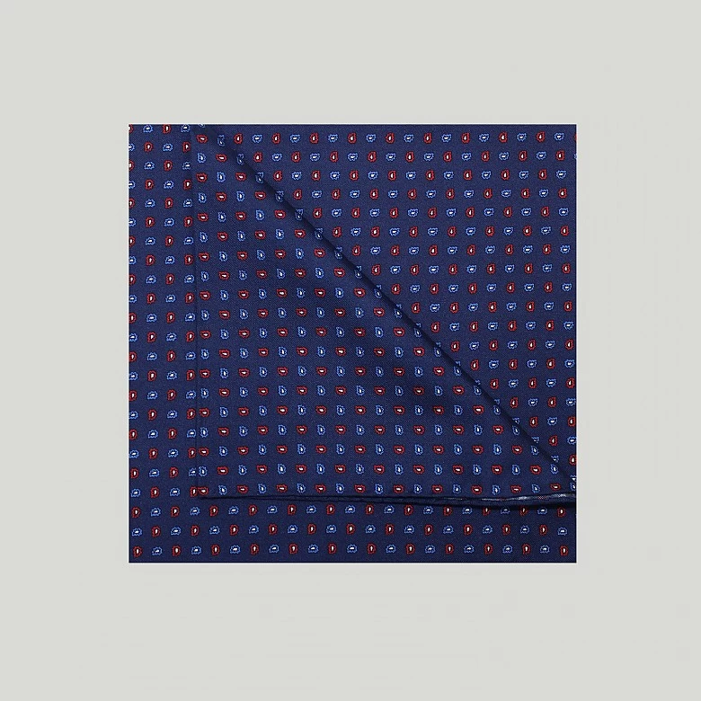 Navy Teardrop Printed Silk Hank