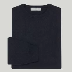 Navy Cotton Cashmere Crew Neck Jumper