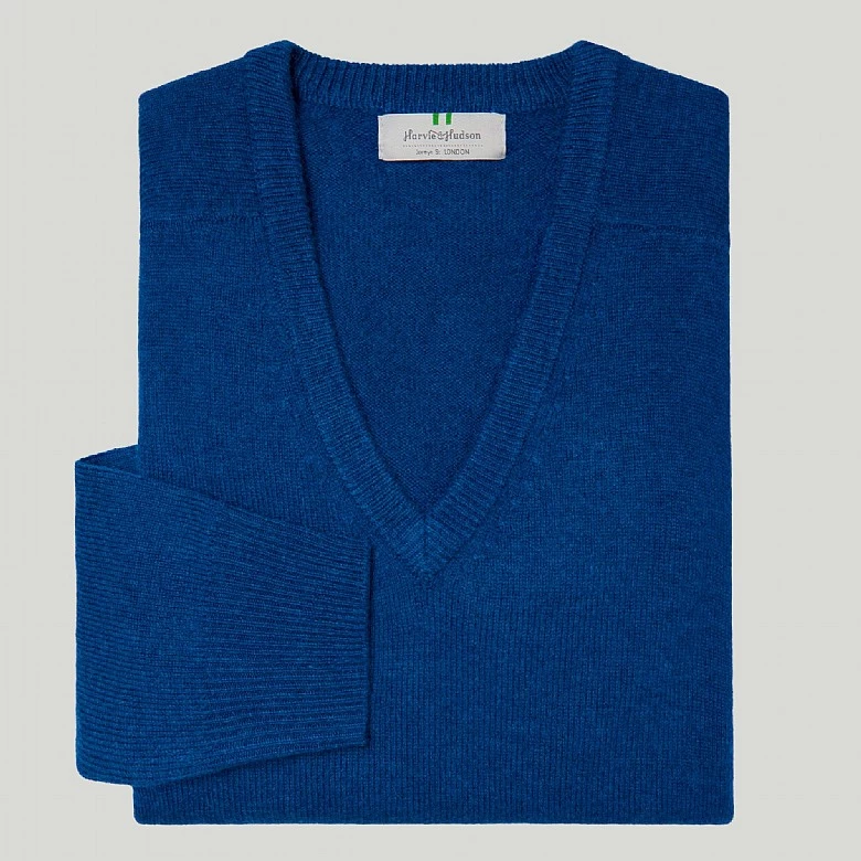 Brown V Neck Lambswool Jumper - Image 4