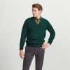 Dark Green V Neck Lambswool Jumper