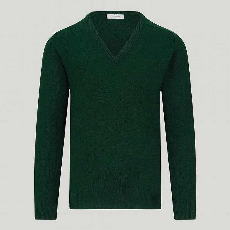 Wine V Neck Lambswool Jumper - Image 11