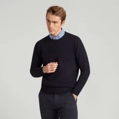Navy Crew Neck Lambswool Jumper