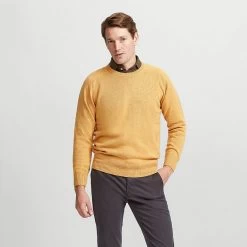 Ochre Crew Neck Lambswool Jumper