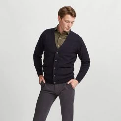 Navy Lambswool Cardigan