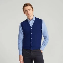 French Navy Lambswool Waistcoat