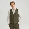 Mid Green Lambswool Check Waistcoat