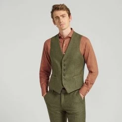 Dark Green Tweed Waistcoat