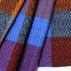 Orange Multi Colour Check Wool Scarf