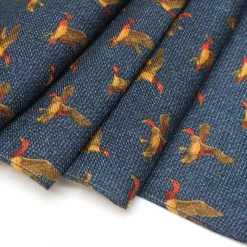 Navy Pheasants Wool Scarf