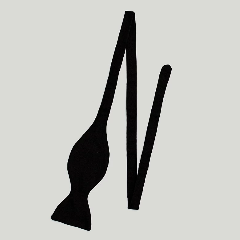 Black Barathea Single End Bow Tie - Image 2