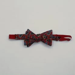 English Silk Wine Paisley Bowtie